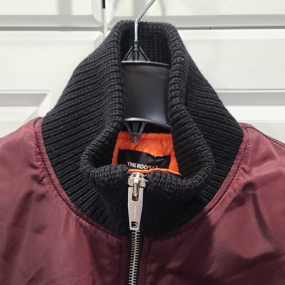 THE KOOPLES MAROON BOMBER JACKET WITH ORANGE LINING - Picture 2 of 15
